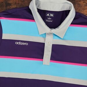 Adidas Adizero Golf Purple Blue Gray‎ Pink Short Sleeve Polo Shirt Mens Large